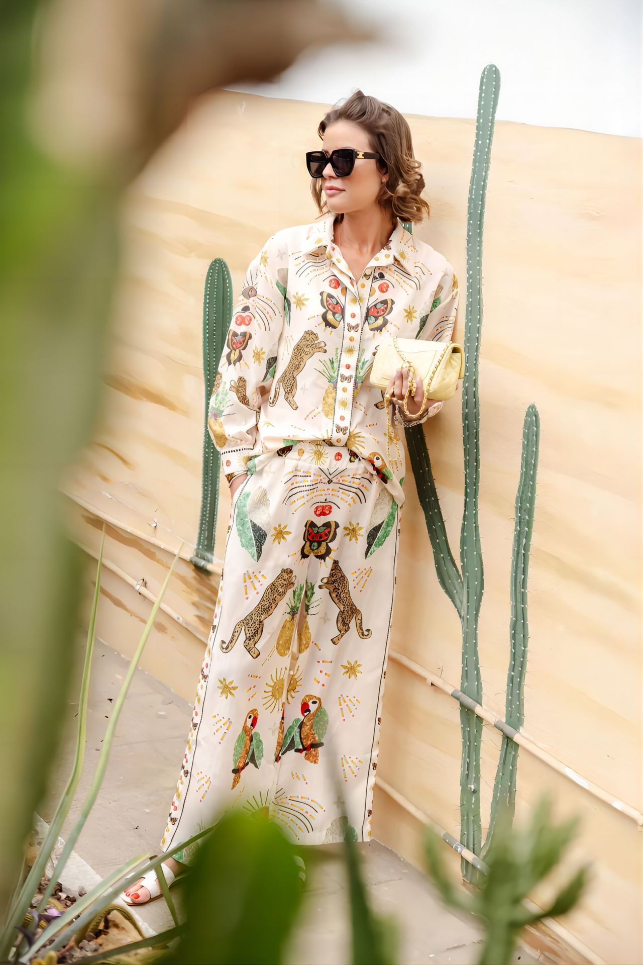 Graffiti Printed Long Sleeve Shirt and Pants Set