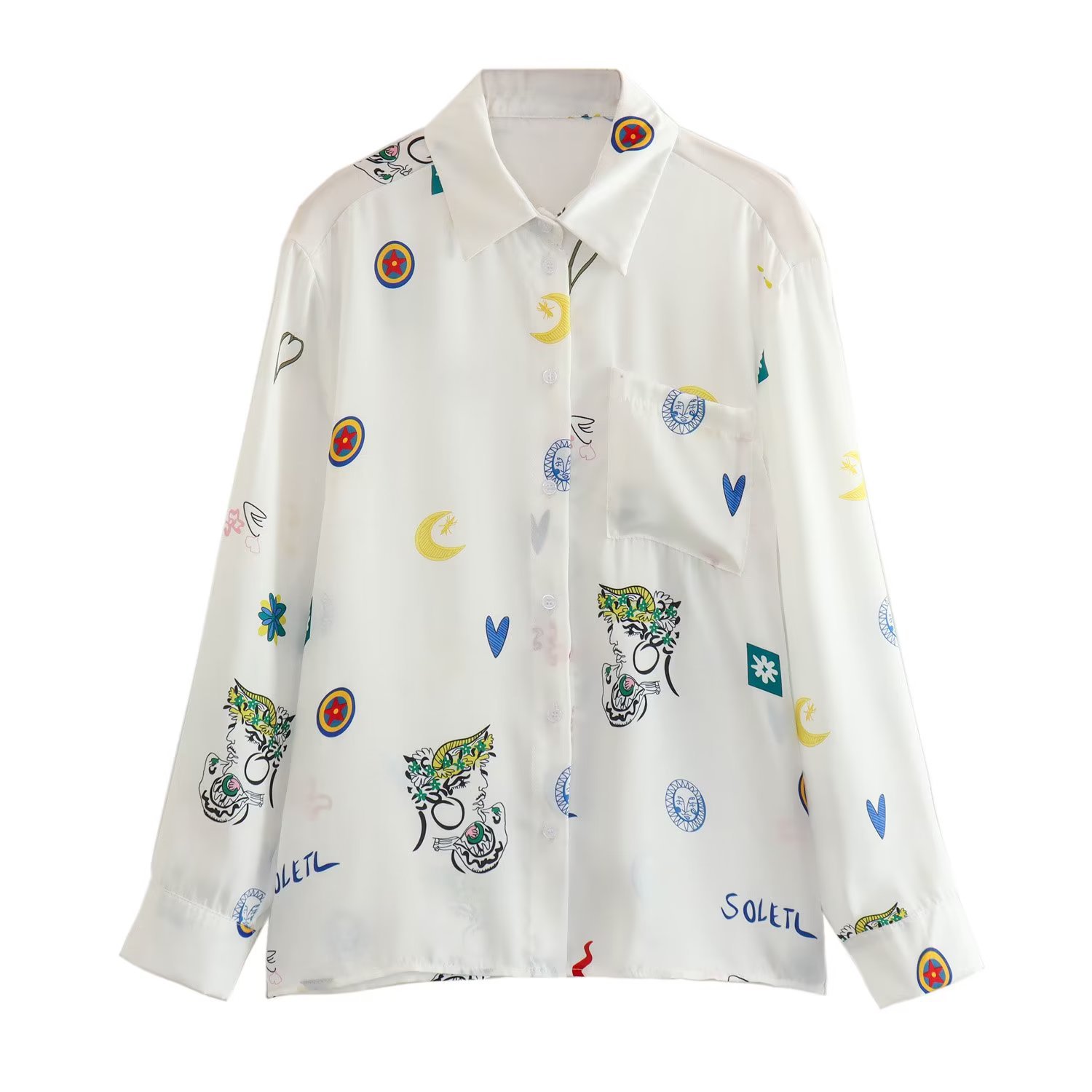 Graphic Printed White Shirt and Pants Set