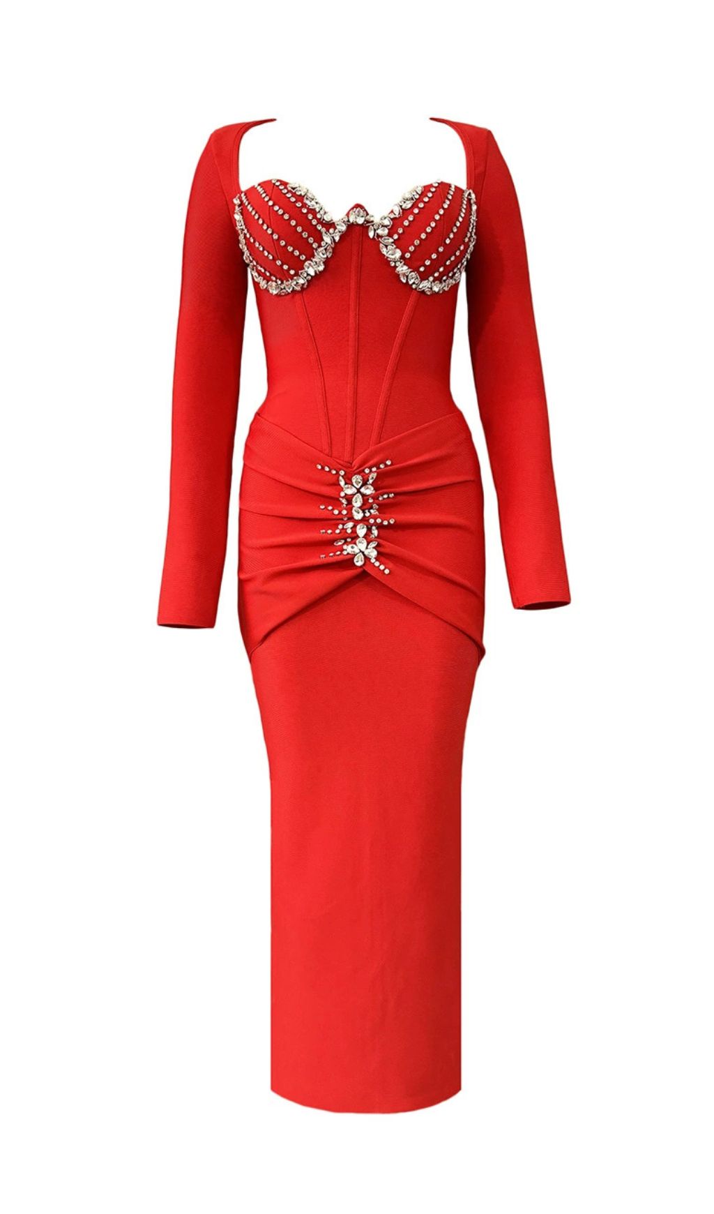 Long Sleeve Bandage Maxi Dress