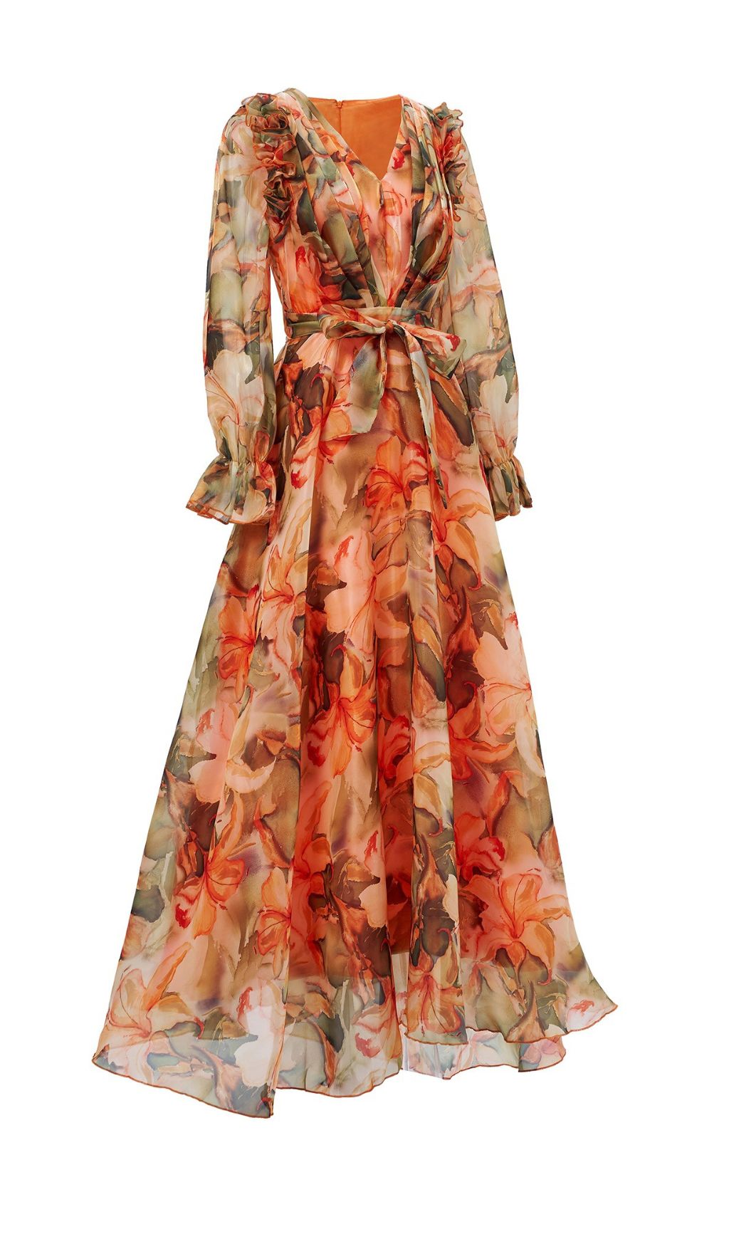 Orange Floral Printed Maxi Dress