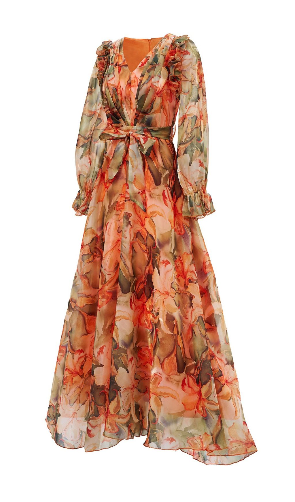 Orange Floral Printed Maxi Dress