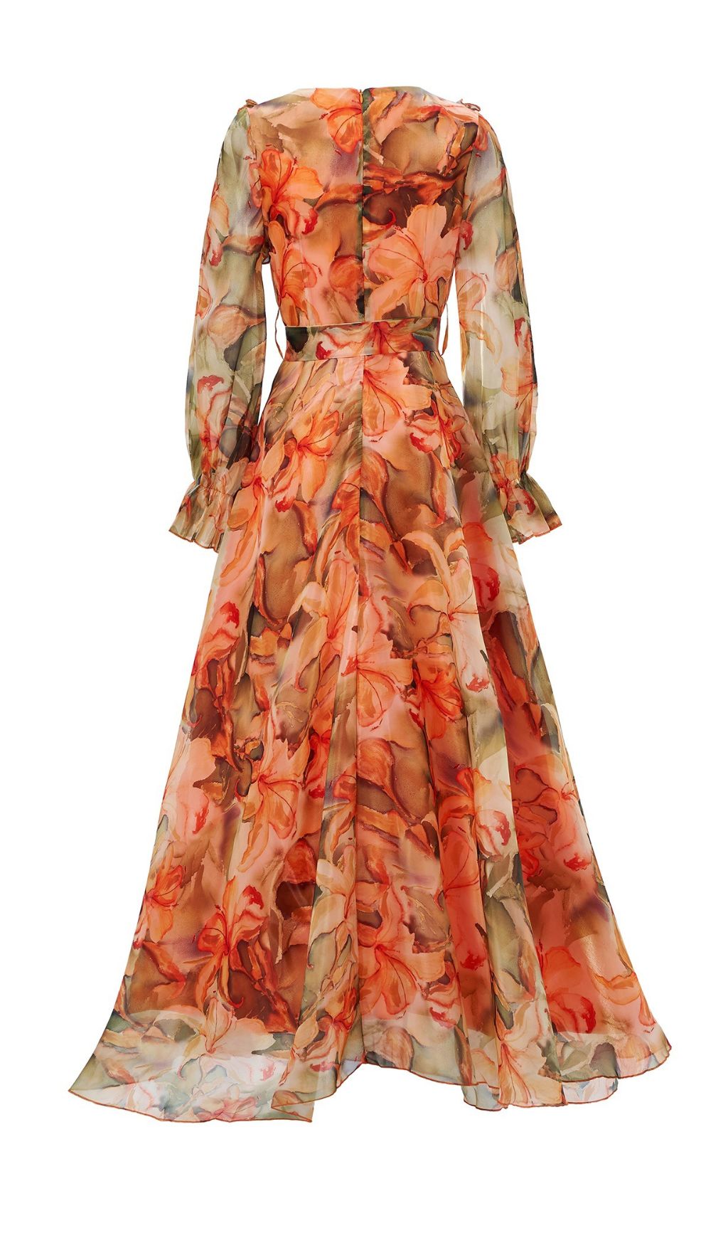 Orange Floral Printed Maxi Dress