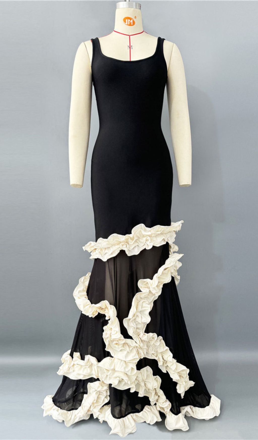 Feline Black Bandage Mesh Maxi Dress