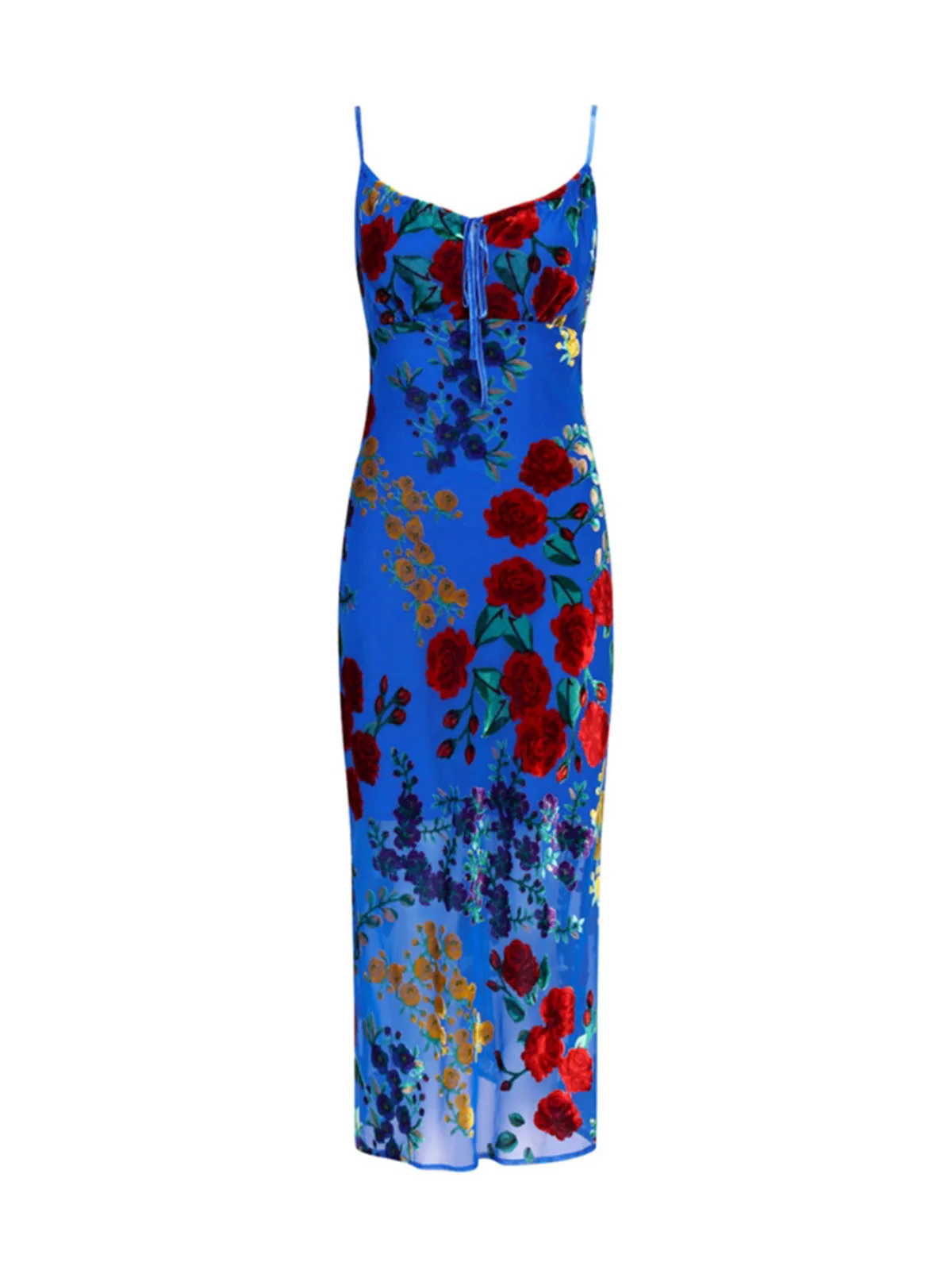 Velvet Floral Applique Cami Dress