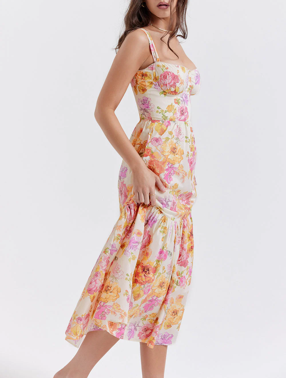 Elia Ivory Floral Midi Dress
